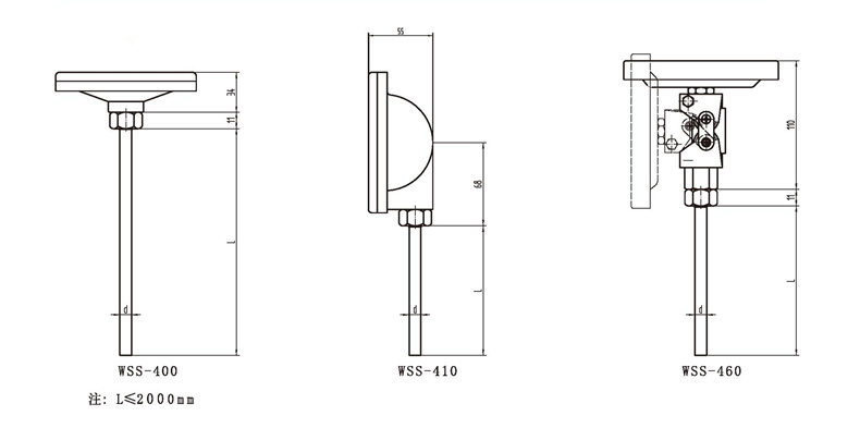 WSS工業雙金屬溫度計（通用型無固定裝置）_http://m.psytrip.cn_雙金屬溫度計_第3張