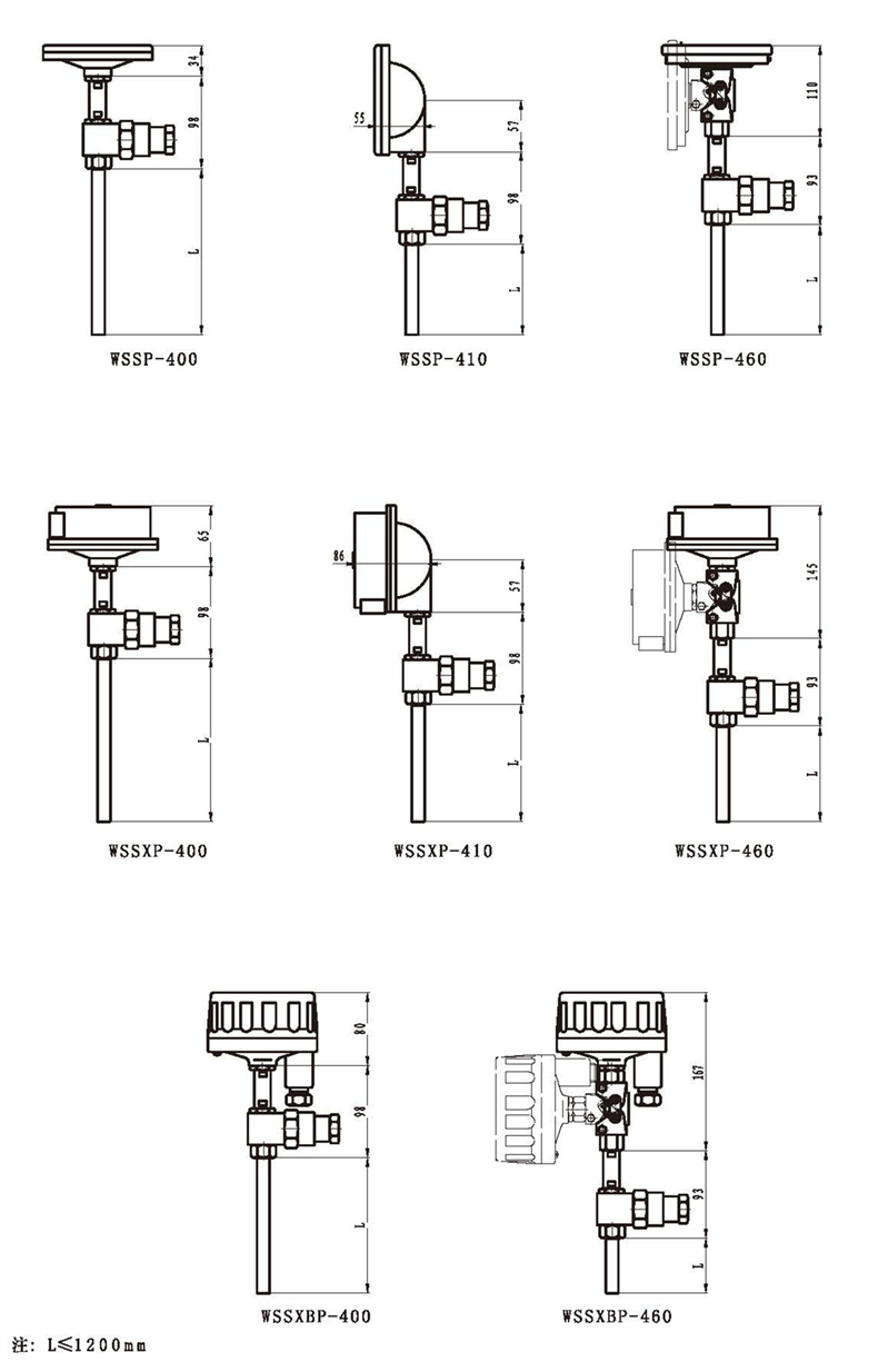 WSSX工業(yè)雙金屬溫度計(jì)（一體化型無固定裝置）_http://m.psytrip.cn_雙金屬溫度計(jì)_第3張